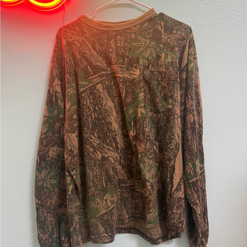 Long Sleeve Camouflage Pocket Tee - Brown Green